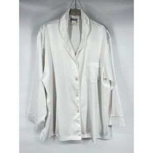 Vintage Christian Dior Women's Button Luxury Sleep Shirt Size Extra Large White